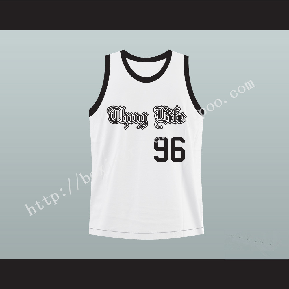 Thug Life 2Pac Shakur White Basketball Jersey Any Number or Player