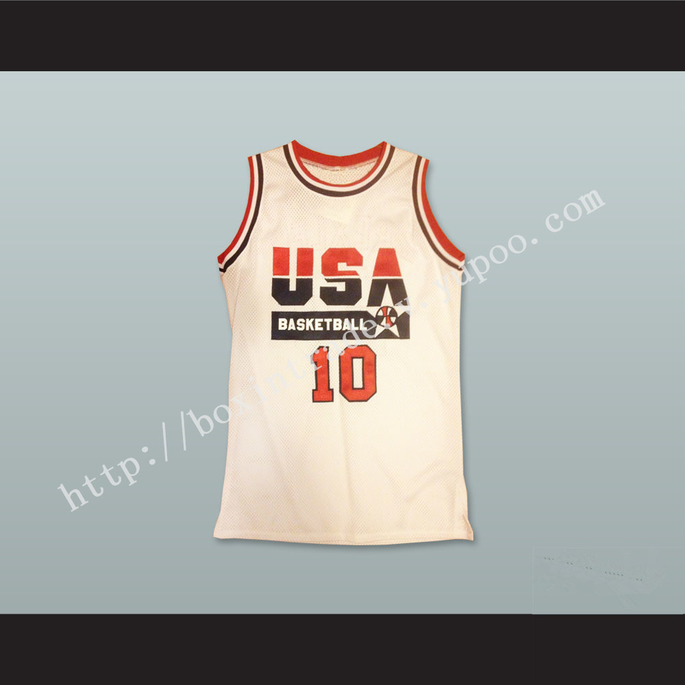 Clyde Drexler 10 USA Team Home Basketball Jersey