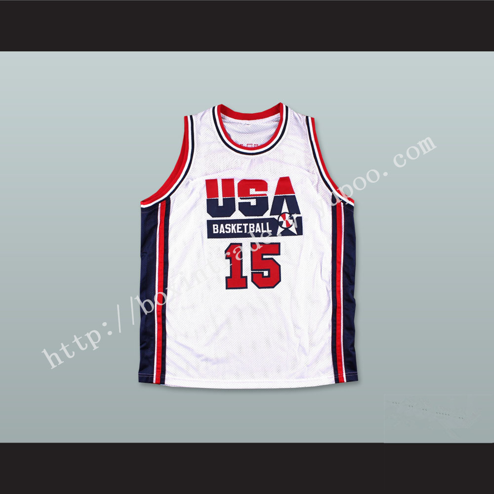 1992 Magic Johnson 15 USA Team Home Basketball Jersey