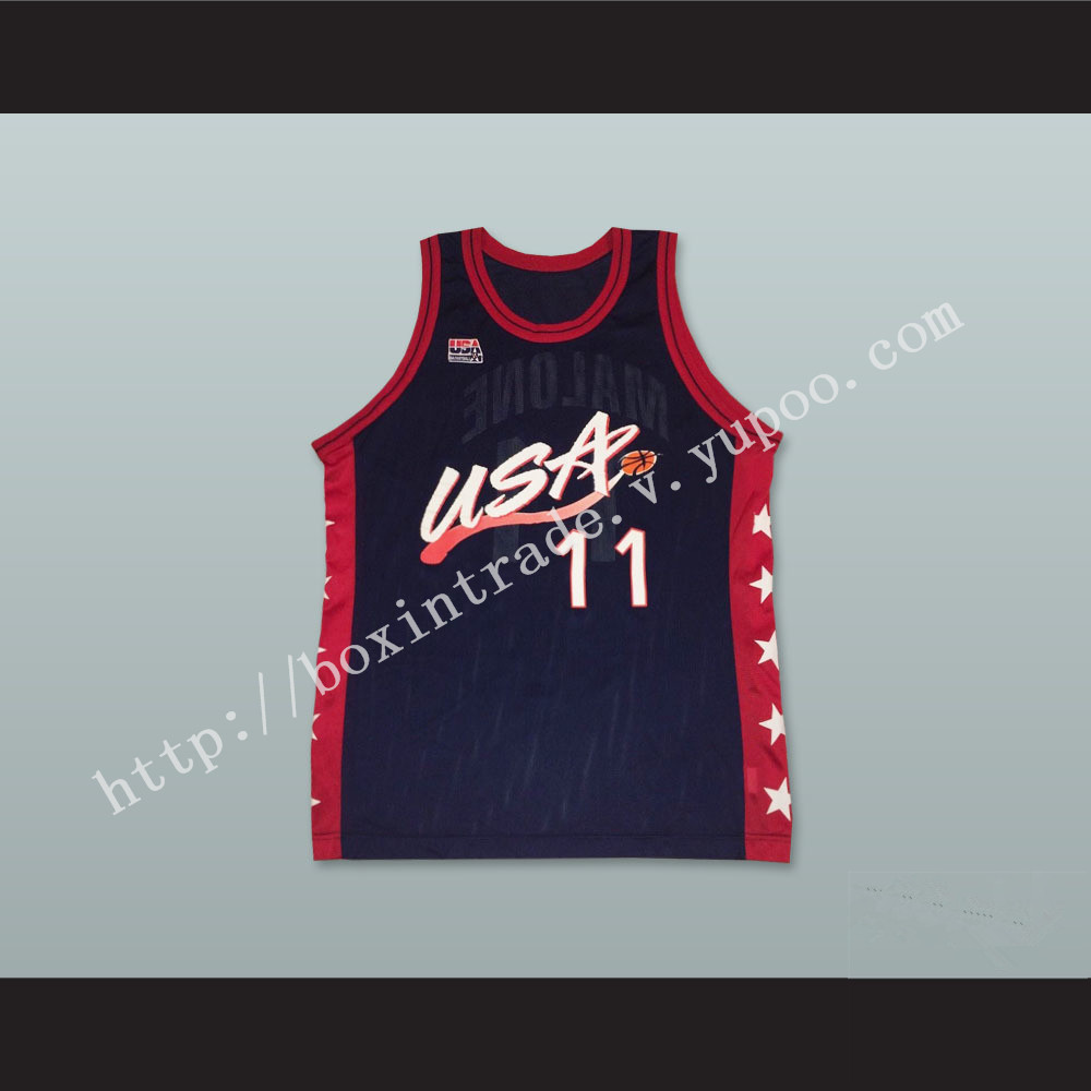 1996 Karl Malone 11 USA Team Away Basketball Jersey