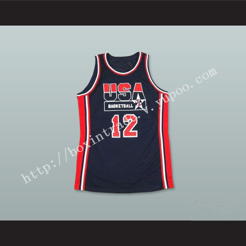 1992 John Stockton 12 USA Team Away Basketball Jersey