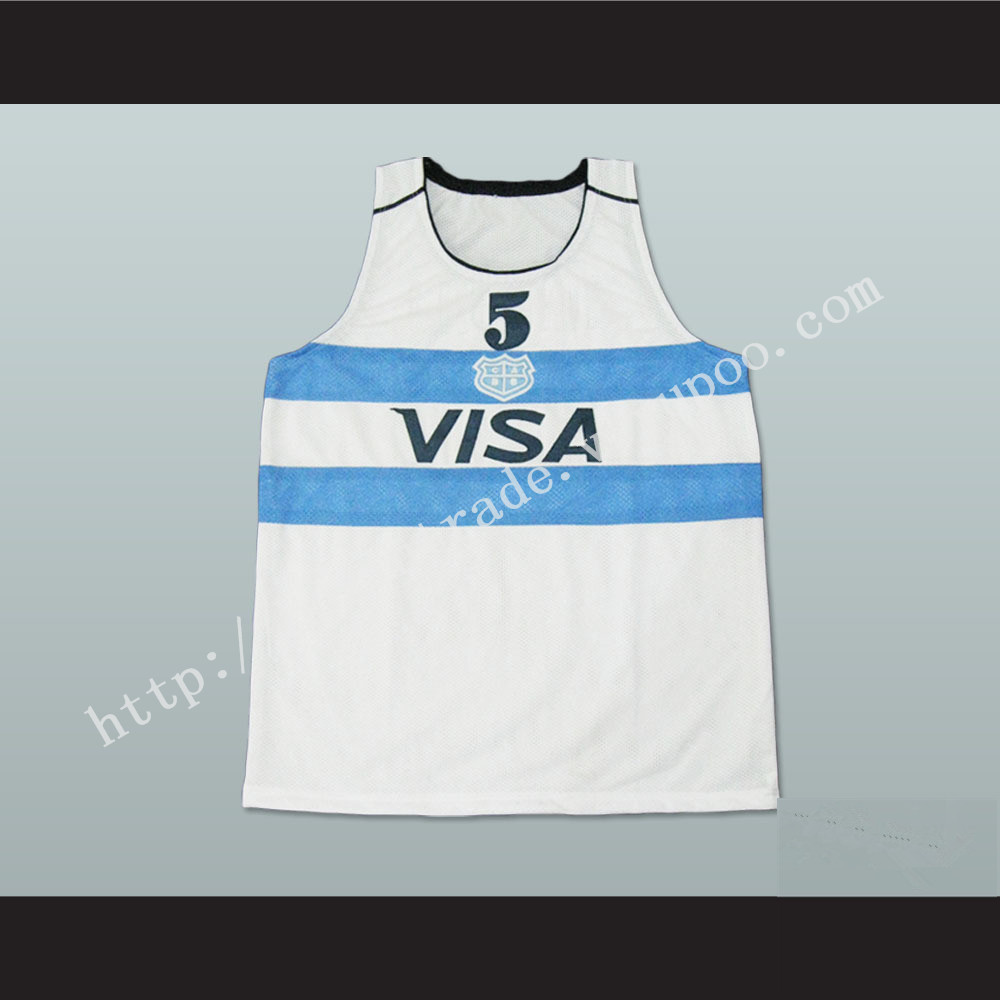 Manu Ginobili 5 Argentina Basketball Jersey White Stitch Sewn