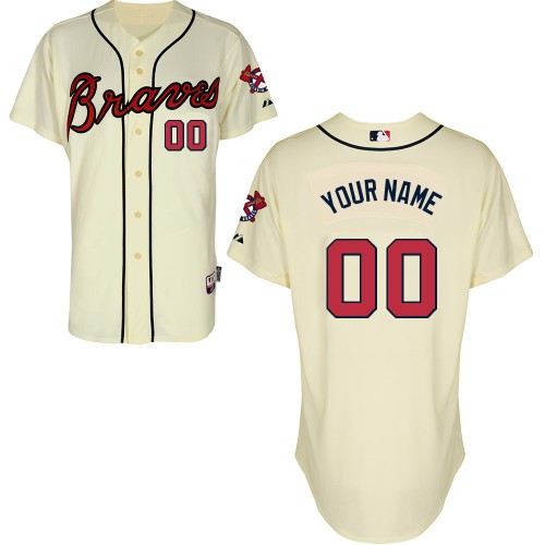 Atlanta Braves Alt Custom Big And Tall Jersey - Cream