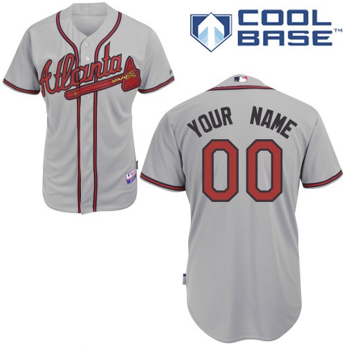 Atlanta Braves Away Custom Big And Tall Jersey - Gray