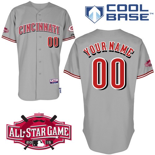 Cincinnati Reds Away Custom All Star Big And Tall Jersey - Gray