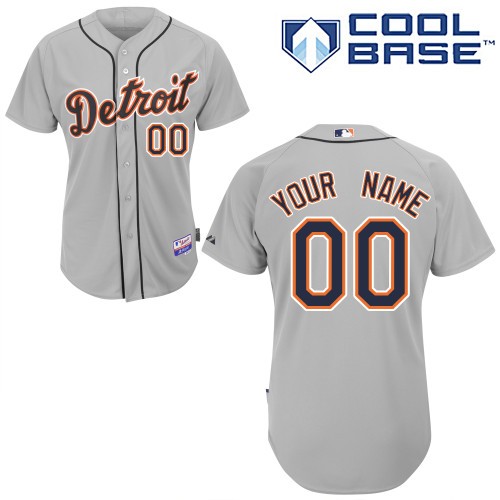 Detroit Tigers Away Custom Big And Tall Jersey - Gray