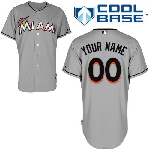 Miami Marlins Away Custom Big And Tall Jersey - Gray