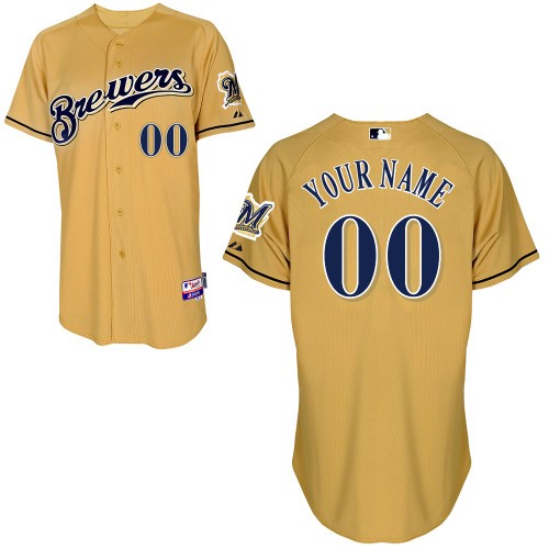 Milwaukee Brewers Alt Custom Big And Tall Jersey - Metallic Gold