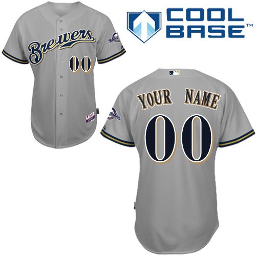 Milwaukee Brewers Away Custom Big And Tall Jersey - Gray