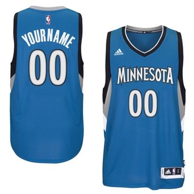 Minnesota Timberwolves Road Custom Big And Tall Jersey - Blue