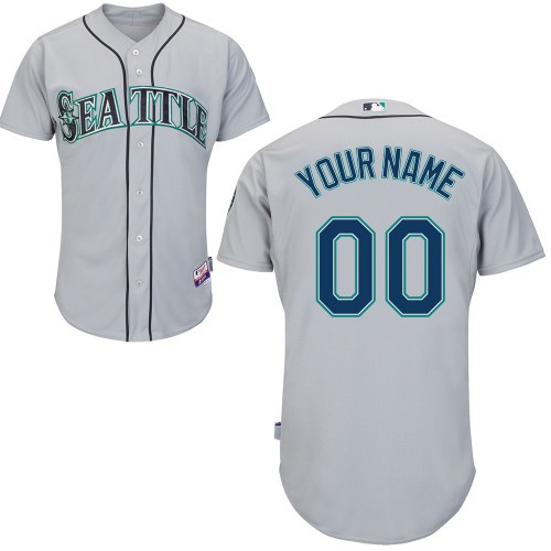 Seattle Mariners Away Custom Big And Tall Jersey - Metallic Silver Gray