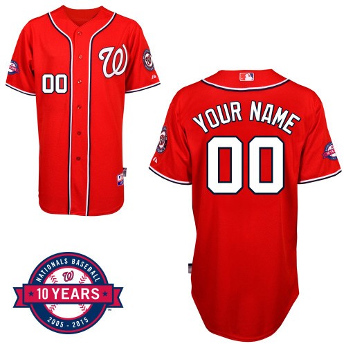 Washington Nationals Alt Custom 10th Patch Big And Tall Jersey - Scarlet Red