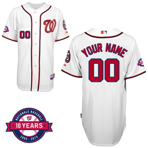 Washington Nationals Home Custom 10th Patch Big And Tall Jersey - White