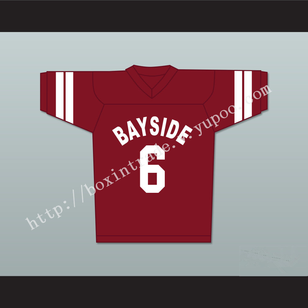 AC Slater 6 Bayside Tigers Football Jersey Maroon Saved By The Bell