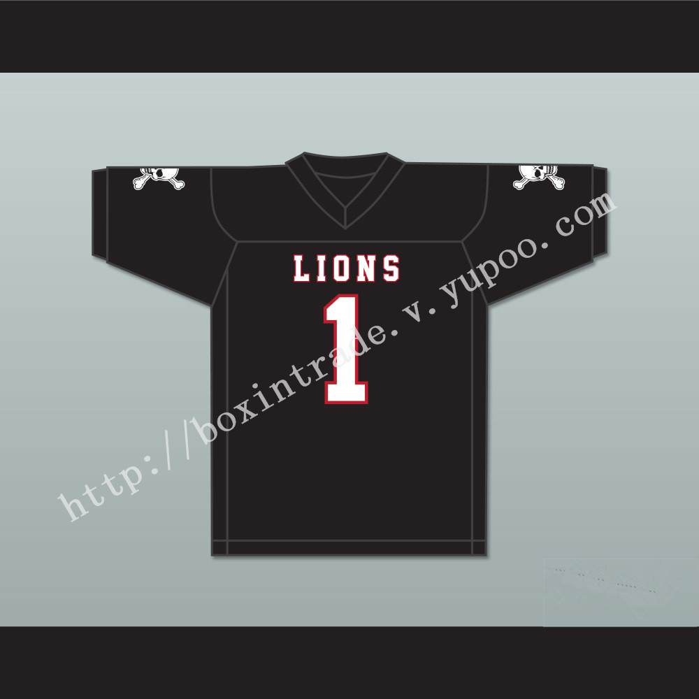 DJ Law 1 EMCC Lions Black Football Jersey Includes Patches