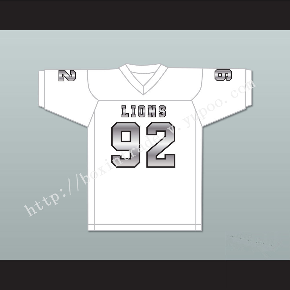 Marcel Andry 92 EMCC Lions White Alternate Football Jersey