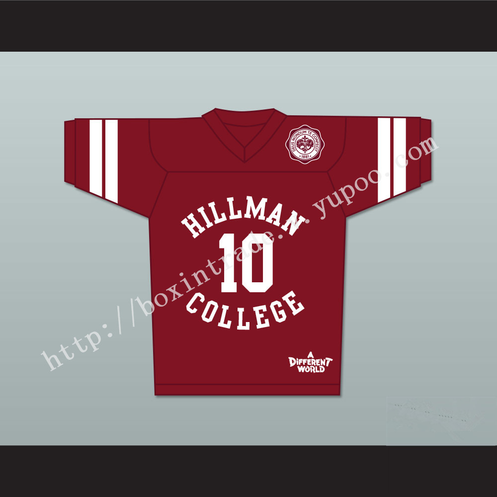 Ronald 'Ron' Johnson 10 Hillman College Maroon Football Jersey with Theater Patch A Different World