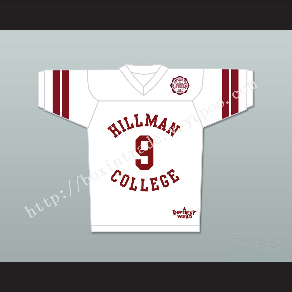 Dwayne Wayne 9 Hillman College White Football Jersey with Eagle Patch A Different World