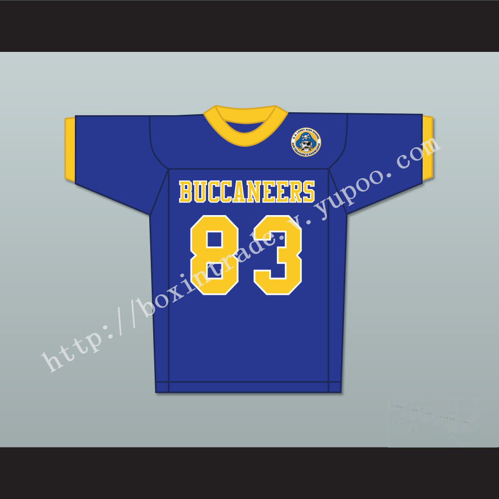 Michael Jordan 83 Laney High School  Buccaneers Blue Football Jersey with Patch 2