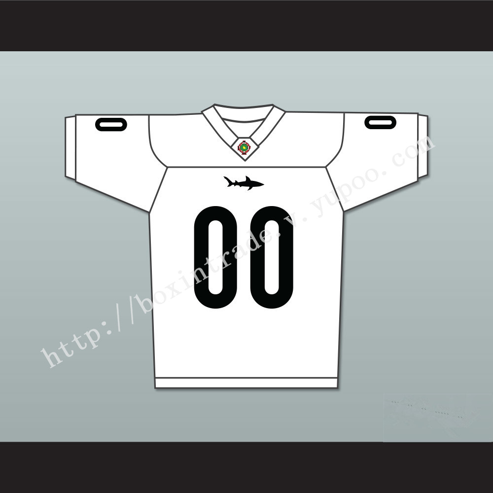 Sharks Mascot 00 Miami Sharks White Football Jersey Any Given Sunday Includes AFFA Patch