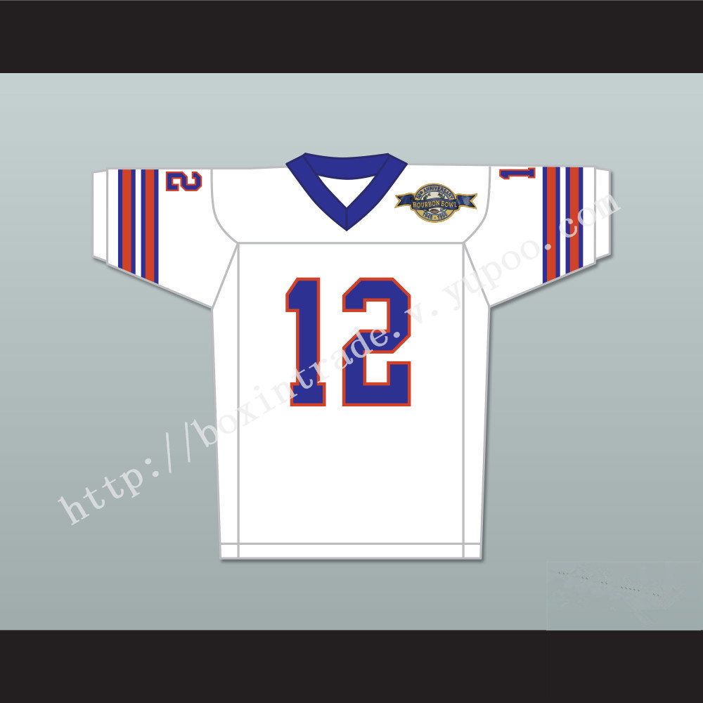 Gee Grenouille 12 Mud Dogs Away Football Jersey with Bourbon Bowl Patch