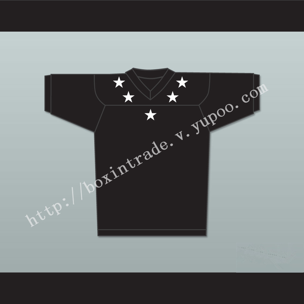 White Stars Black Football Jersey Stitch Sewn New