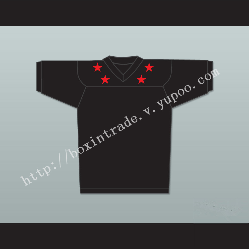 Red Stars Black Football Jersey Stitch Sewn New