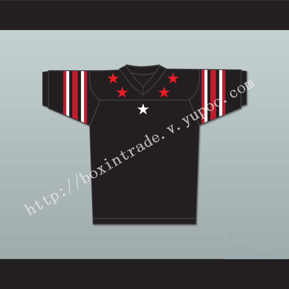 Red Stars White Star Red Stripes Black Football Jersey Stitch Sewn New