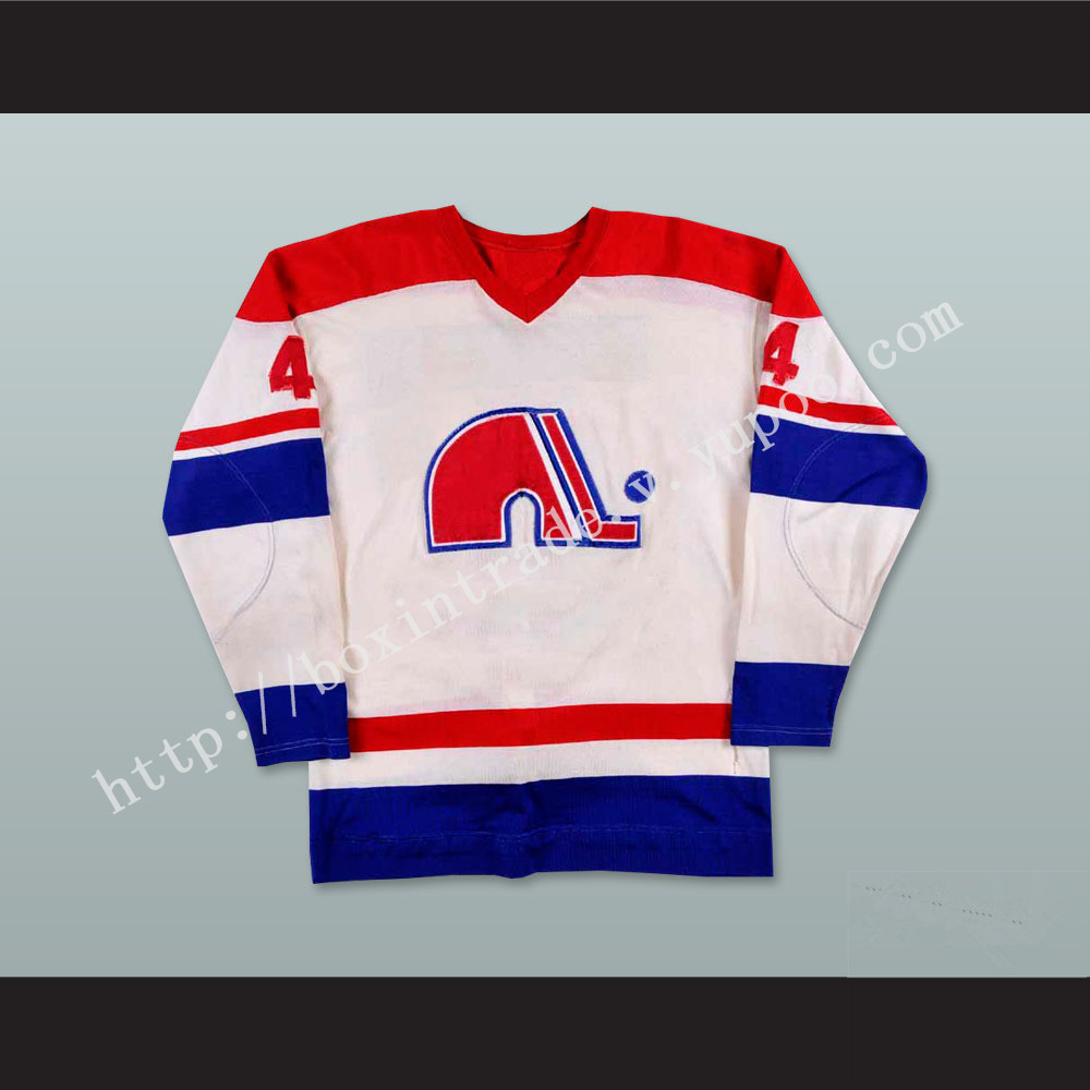 WHA 1973-74 Quebec Nordiques Francois Lacombe 4 Home Hockey Jersey