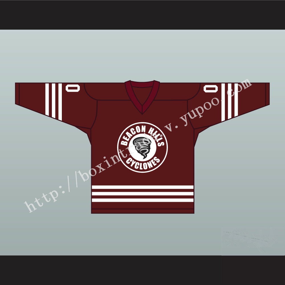 Derek Hale 00 Beacon Hills Cyclones Hockey Jersey Teen Wolf TV Series Maroon