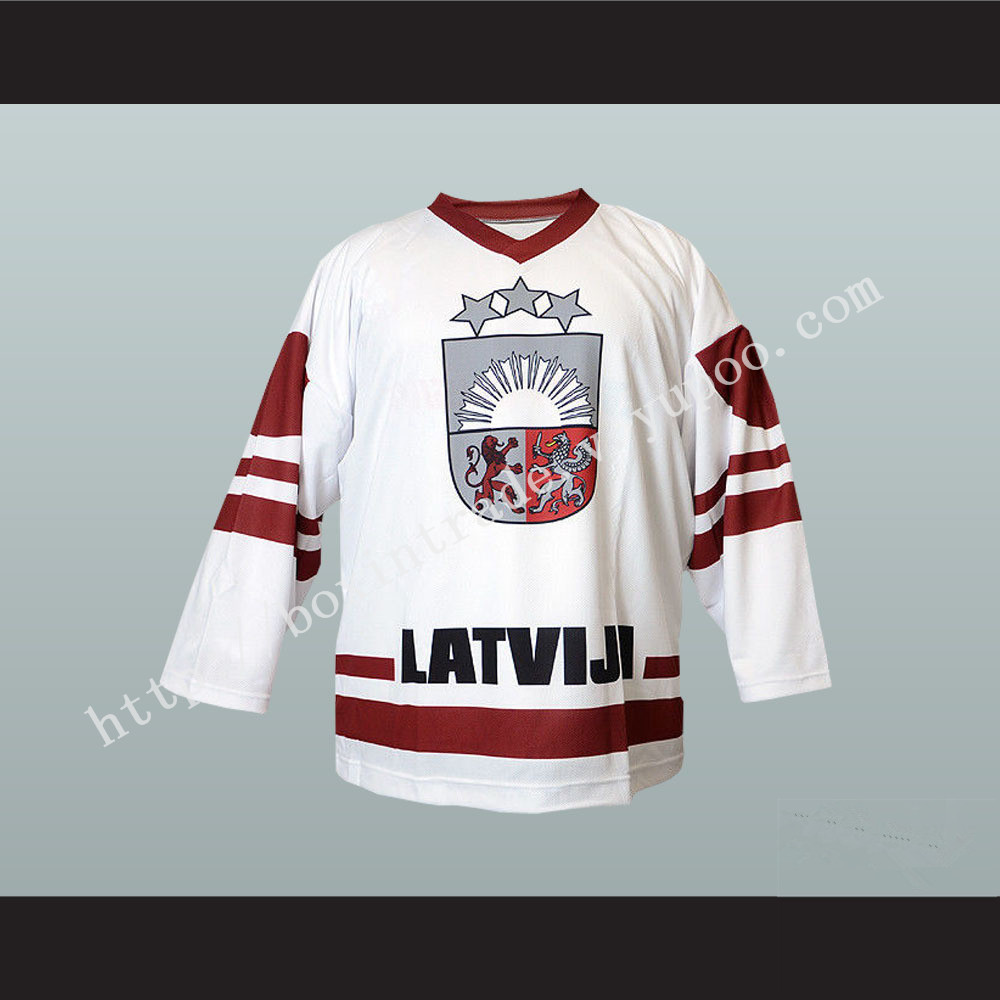 Latvia National Team Hockey Jersey White