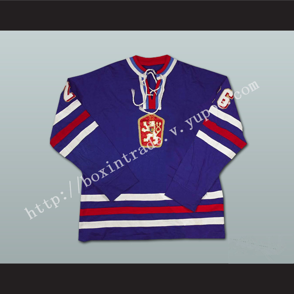 Peter Stastny Czechoslovakia Hockey Jersey Blue