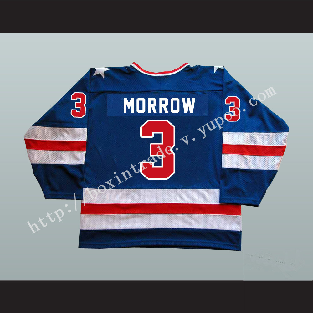 1980 Miracle On Ice Team USA Ken Morrow 3 Hockey Jersey Blue