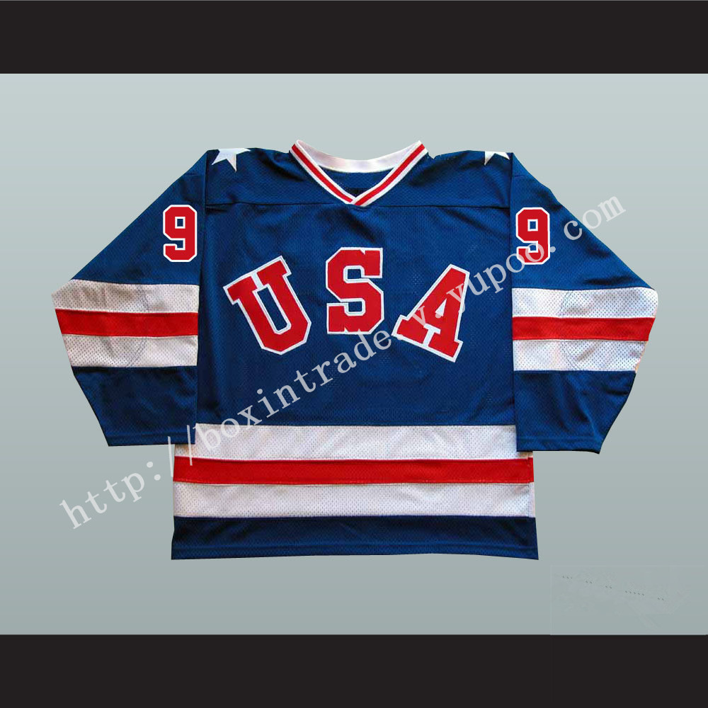 1980 Miracle On Ice Team USA Neal Broten 9 Hockey Jersey Blue