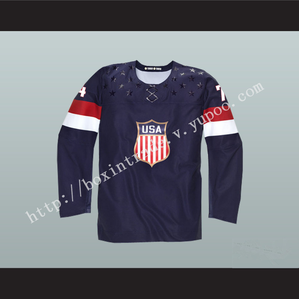 T.J. Oshie 74 USA National Team Hockey Jersey Blue