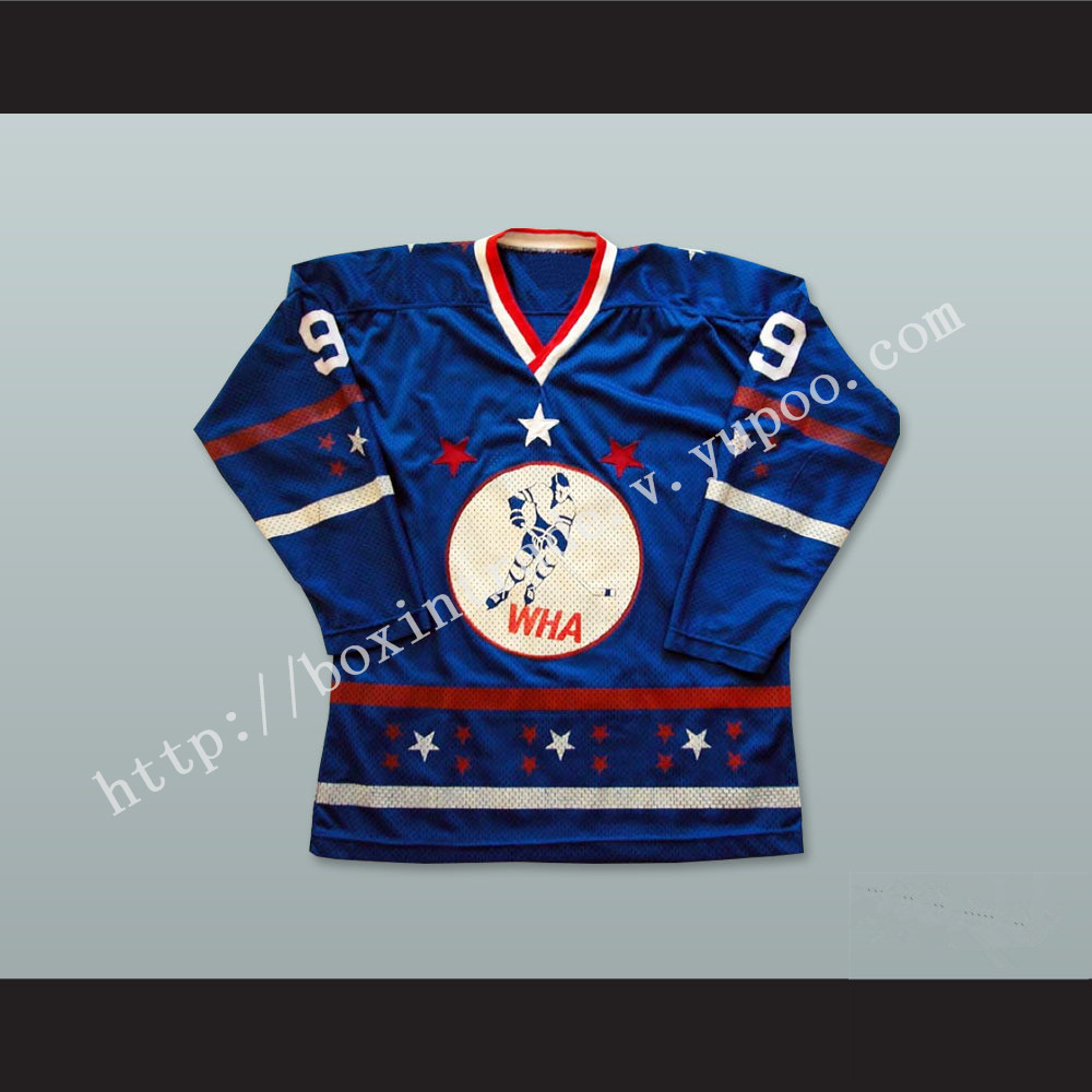 WHA 1972-73 Bobby Hull 9 All Star Blue Hockey Jersey