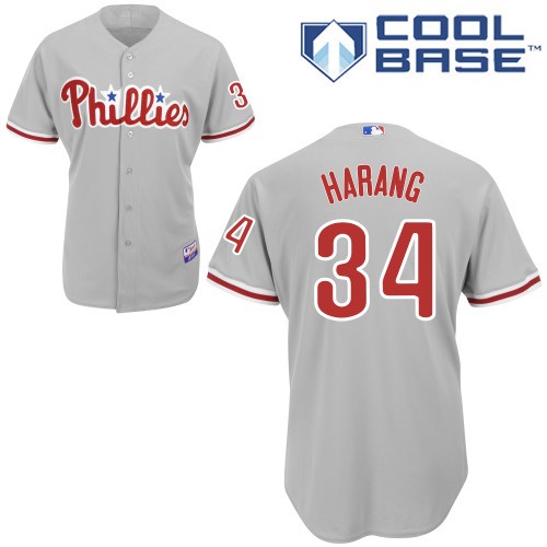 Aaron Harang Philadelphia Phillies #34 Away Big And Tall Cool Base Jersey - Gray