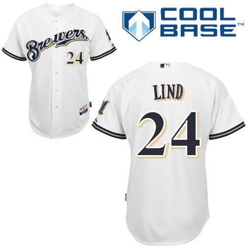 Adam Lind Milwaukee Brewers #24 Home Big And Tall Cool Base Jersey - White