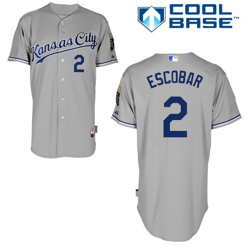 Alcides Escobar Kansas City Royals #2 Away Big And Tall Cool Base Jersey - Gray