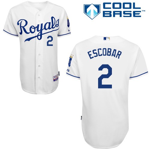 Alcides Escobar Kansas City Royals #2 Home Big And Tall Cool Base Jersey - White