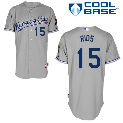 Alex Rios Kansas City Royals #15 Away Big And Tall Cool Base Jersey - Gray