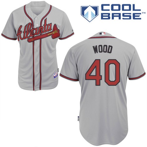 Alex Wood Atlanta Braves #40 Away Big And Tall Cool Base Jersey - Gray