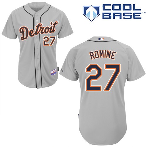 Andrew Romine Detroit Tigers #27 Away Big And Tall Cool Base Jersey - Gray