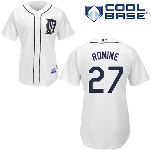 Andrew Romine Detroit Tigers #27 Home Big And Tall Cool Base Jersey - White