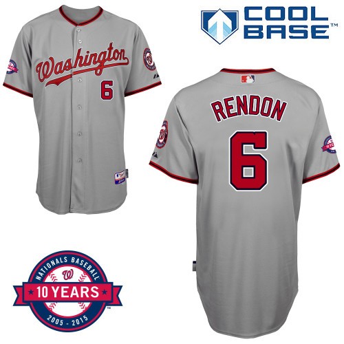 Anthony Rendon Washington Nationals #6 Away 10th Patch Big And Tall Cool Base Jersey - Gray