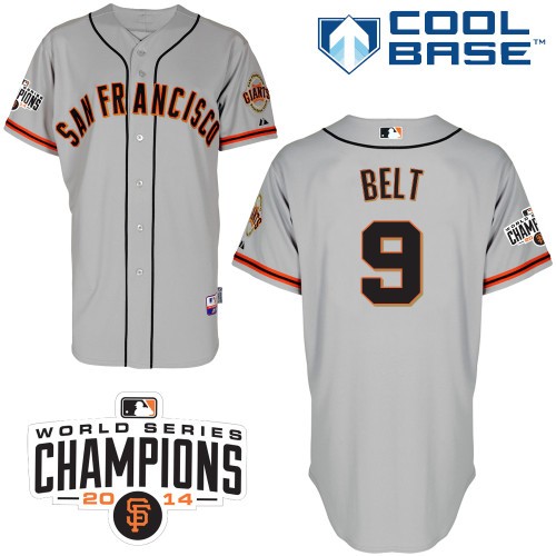 Brandon Belt San Francisco Giants #9 Away Champions Big And Tall Cool Base Jersey - Gray