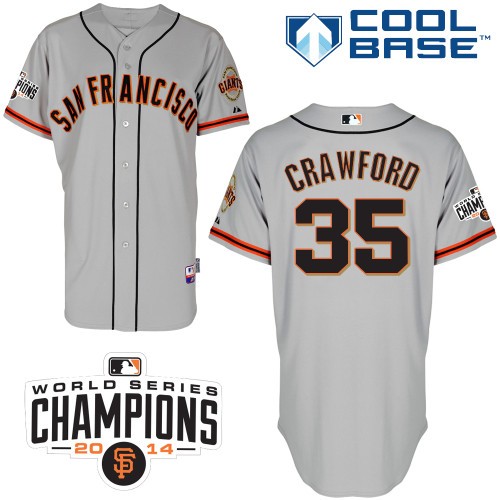 Brandon Crawford San Francisco Giants #35 Away Champions Big And Tall Cool Base Jersey - Gray