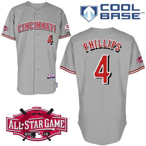 Brandon Phillips Cincinnati Reds #4 Away All Star Big And Tall Cool Base Jersey - Gray