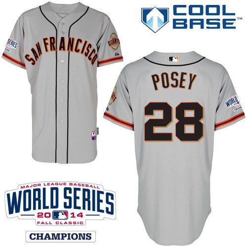 Buster Posey San Francisco Giants #28 Away Champions Big And Tall Cool Base Jersey - Gray