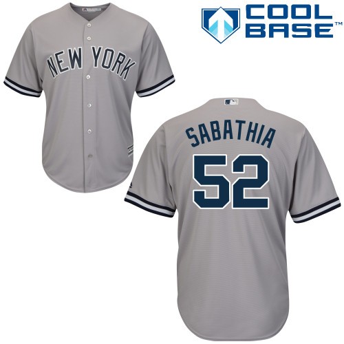 CC Sabathia New York Yankees #52 Away Big And Tall Cool Base Jersey - Gray